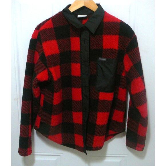 Columbia Women's West Bend Puffy Fleece Buffalo Plaid Shirt Jacket sz "S" - Picture 1 of 9